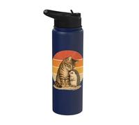 Amitié Chat et Hérisson Meilleurs Amis Stainless Steel Insulated Water Bottle
