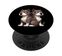 Amitié des Chiens Pitbull Mignons de Dessin animé PopSockets PopGrip Adhésif