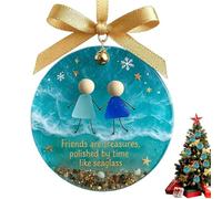 Amitié pour femme Décoration de maison en céramique comme souvenir - Pendentifs ronds intemporels d'Amis de Noël - pour sœur, collègue, famille, anniversaire, fête, vacances