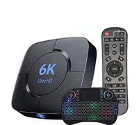 AMITVA Android 10.0 TV Box, H616 Quad-Core 64-Bit Cortex-A53, 2.4Ghz/5.0Ghz WiFi 100/1000M Ethernet, Support H.265/3D/6K Ultra HD/BT 5.0/HDMI 2.0 avec Mini Clavier sans Fil,4gb+64gb