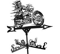 AMITVA Girouette Crazy Moto en métal pour extérieur en acier inoxydable avec indicateur de direction de la vitesse du vent pour décoration de ferme, cour, jardin, tonnelle