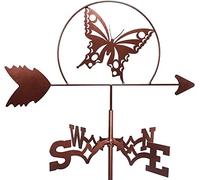 AMITVA Girouette de jardin papillon en métal pour toit extérieur, décoration de cour, girouette indiquant la direction du vent