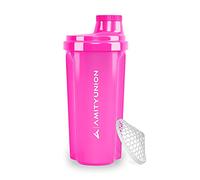 AMITYUNION Protein Shaker 500 ml Heaven étanche, sans BPA avec tamis cliquable et balance pour shakes de lactosérum crémeux, coupes de fitness pour isolats et concentrés sportifs, original en Rose