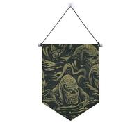 Amityville Bannière murale d'Halloween avec tige télescopique pour décoration d'extérieur pour porte, murs, fenêtres, jardins, banderitas pour fêtes