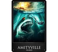 Amityville Island (2020) Affiche vintage en métal pour café, bar, grotte, bureau, garage, maison, décoration murale, cadeau rétro, 30,5 x 20,3 cm