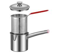 AMIUHOUN 1 lot de petits pots de friteuse pour , multi-usages, paniers en acier inoxydable, poêle résistante à l'usure, friteuse profonde