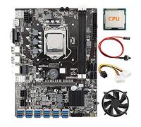 AMIUHOUN 12 GPU B75 Carte mère minière + CPU + ventilateur CPU + câble d'alimentation + câble de commutation 12 x USB 3.0 (PCIE) LGA1155 DDR3 RAM SATA3.0 pour BTC/ETH