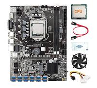 AMIUHOUN 12 GPU B75 Carte mère minière + CPU + ventilateur + graisse thermique + alimentation + 12 x USB 3.0 (PCIE) Slot LGA1155 DDR3 RAM SATA3.0