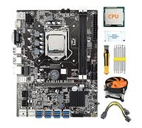 AMIUHOUN 8 GPU B75 BTC Mining Carte mère + CPU + Ventilateur + Câble d'alimentation + Tournevis 8 x USB 3.0 Slot LGA1155 DDR3 RAM SATA3.0