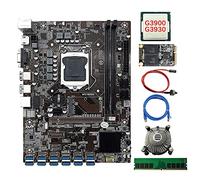 AMIUHOUN B250C Carte mère BTC 12 cartes + CPU + ventilateur + RAM DDR4 4 Go + SSD 128 Go + câble réseau + commutateur 12 x USB3.0 LGA1151 DDR4 MSATA