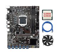 AMIUHOUN B250C Carte mère BTC 12 cartes + processeur G3900/G3930 + ventilateur de refroidissement + câble réseau RJ45 12 x USB 3.0 GPU LGA1151 DDR4 MSATA