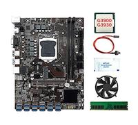 AMIUHOUN B250C Carte mère BTC 12 cartes + processeur G3900/G3930 + ventilateur + graisse thermique + RAM DDR4 4 G + commutateur 12 x USB 3.0 LGA1151 MSATA
