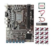 AMIUHOUN B250C Carte mère ETH 12 USB 3.0 + processeur G3930 + DDR4 8 Go 2133 MHz RAM + rehausseur 12XVER009S + câble + câble de commutation pour BTC