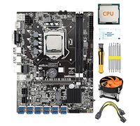 AMIUHOUN B75 12 GPU BTC Carte mère + CPU + ventilateur + Câble d'alimentation + Tournevis 12 ports USB 3.0 LGA1155 DDR3 RAM SATA3.0
