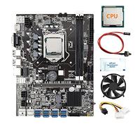 AMIUHOUN B75 8 GPU BTC Mining Carte mère + CPU + ventilateur + graisse thermique + câble d'alimentation + câble de commutation 8 USB 3.0 (PCIE) LGA1155 DDR3 RAM SATA3.0