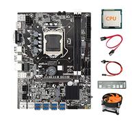 AMIUHOUN B75 8USB ETH Carte mère minière + CPU + déflecteur + ventilateur + câble + câble de commutation LGA1155 B75 USB BTC carte mère