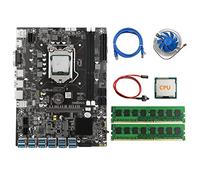 AMIUHOUN B75 BTC Carte mère minière + processeur + ventilateur + 2 x 4 Go DDR3 RAM + commutateur + câble réseau RJ45 12XPCIE USB3.0 LGA1155 DDR3 Slot SATA3.0