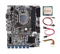 AMIUHOUN B75 Carte mère BTC 12 cartes + processeur G1610 + câble d'extension 24 broches + câble + câble de commutation 12 x USB3.0 LGA1155 DDR3 MSATA