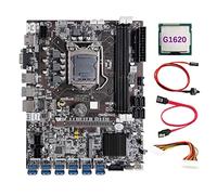 AMIUHOUN B75 Carte mère BTC 12 cartes + processeur G1620 + câble d'extension 24 broches + câble + câble de commutation 12 x USB3.0 LGA1155 DDR3 MSATA