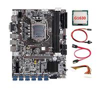 AMIUHOUN B75 Carte mère BTC 12 cartes + processeur G1630 + câble d'extension 24 broches + câble + câble de commutation 12 x USB3.0 LGA1155 DDR3 MSATA