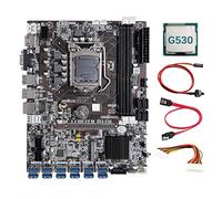 AMIUHOUN B75 Carte mère BTC 12 cartes + processeur G530 + câble d'extension 24 broches + câble + câble de commutation 12 x USB3.0 LGA1155 DDR3 MSATA