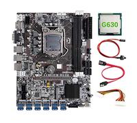 AMIUHOUN B75 Carte mère BTC 12 cartes + processeur G630 + câble d'extension 24 broches + câble + câble de commutation 12 x USB3.0 LGA1155 DDR3 MSATA