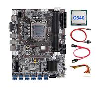 AMIUHOUN B75 Carte mère BTC 12 cartes + processeur G640 + câble d'extension 24 broches + câble + câble de commutation 12 x USB3.0 LGA1155 DDR3 MSATA