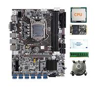 AMIUHOUN B75 Carte mère BTC 12 cartes + processeur + ventilateur + graisse thermique + SSD 128 Go + RAM DDR3 8 Go 12 ports USB 3.0 (PCIE1X) fente LGA1155 DDR3 MSATA