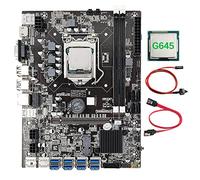 AMIUHOUN B75 Carte mère BTC 8 cartes + processeur G645 + câble + câble de commutation 8 x USB 3.0 vers PClE 1 x fente LGA1155 DDR3 MSATA ETH