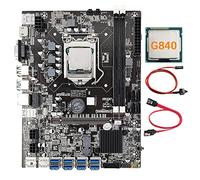 AMIUHOUN B75 Carte mère BTC 8 cartes + processeur G840 + câble + câble de commutation 8 x USB 3.0 vers PClE 1 x slot LGA1155 DDR3 MSATA ETH