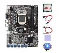 AMIUHOUN B75 ETH Carte mère 12 x USB + processeur G1610 + ventilateur de refroidissement + câble + câble de commutation + tampon thermique B75 BTC Carte mère minière