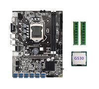 AMIUHOUN B75 ETH Carte mère 12XPCIE vers USB avec processeur G530 + 2 x DDR3 4 Go 1600 MHz RAM B75 USB BTC