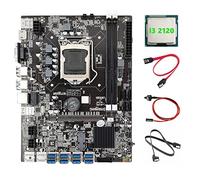AMIUHOUN B75 ETH Carte mère 8XPCIE vers USB + I3 2120 CPU + 2 câbles + câble de commutation LGA1155 MSATA B75 USB