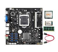 AMIUHOUN B75E Carte mère BTC 8 cartes + CPU + RAM DDR3 4 Go + SSD 128 Go + câble 8 x USB3.0 B75 Puce LGA1155 DDR3 MSATA ETH