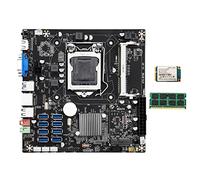AMIUHOUN B75E Carte mère BTC 8 cartes + RAM DDR3 4 Go + SSD 128 Go 8 x USB3.0 B75 Puce LGA1155 DDR3 RAM MSATA ETH