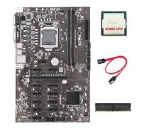 AMIUHOUN Carte mère B250 BTC pour minage 12P Carte graphique Carte mère LGA1151 avec processeur G3900 + DDR4 8 G 2133 MHz RAM + câble