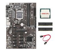 AMIUHOUN Carte mère B250 BTC pour minage 12P Carte graphique Carte mère LGA1151 avec processeur G3930 + 2 x DDR4 4G 2133 MHz RAM + câble