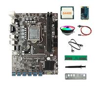 AMIUHOUN Carte mère B250C ETH 12USB + processeur G4400 + DDR4 4 Go de RAM + SSD 64 Go + ventilateur RVB + câble + câble de commutation + graisse thermique + déflecteur