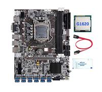 AMIUHOUN Carte mère B75 12 cartes GPU BTC Mining + G1620 CPU + graisse thermique + câble 12 x USB 3.0 (PCIE) Slot LGA1155 DDR3 RAM MSATA