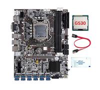 AMIUHOUN Carte mère B75 12 cartes GPU BTC Mining + G530 CPU + graisse thermique + câble 12 x USB 3.0 (PCIE) Slot LGA1155 DDR3 RAM MSATA