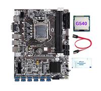 AMIUHOUN Carte mère B75 12 cartes GPU BTC Mining + G540 CPU + graisse thermique + câble 12 x USB 3.0 (PCIE) Slot LGA1155 DDR3 RAM MSATA