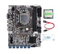 AMIUHOUN Carte mère B75 12 cartes GPU BTC Mining + G550 CPU + graisse thermique + câble 12 x USB 3.0 (PCIE) Slot LGA1155 DDR3 RAM MSATA