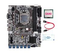 AMIUHOUN Carte mère B75 12 cartes GPU BTC Mining + G640 CPU + graisse thermique + câble 12 x USB 3.0 (PCIE) Slot LGA1155 DDR3 RAM MSATA