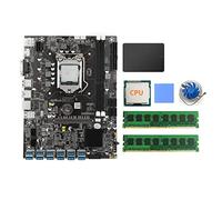 AMIUHOUN Carte mère B75 12 cartes USB-BTC pour minage CPU+2 x 4G DDR3 mémoire+120G SSD+ventilateur de refroidissement+tampon thermique LGA1155 DDR3 MSATA VGA ETH