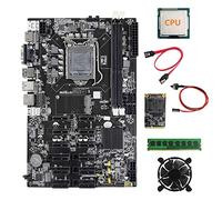 AMIUHOUN Carte mère B75 12 PCIE ETH pour minage + CPU aléatoire + DDR3 4 Go 1600 MHz RAM + SSD 128 G + ventilateur + câble + câble de commutation