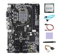 AMIUHOUN Carte mère B75 12 PCIE ETH pour minage + processeur G630 + câble IDE vers 4 broches + câble + câble de commutation + graisse thermique + tampon thermique