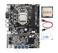 AMIUHOUN Carte mère B75 8 cartes BTC Mining + G1610 CPU + graisse thermique + câble 8 x USB 3.0 (PCIE 1X) GPU Slot LGA1155 DDR3 RAM MSATA