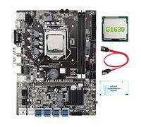 AMIUHOUN Carte mère B75 8 cartes BTC Mining + G1630 CPU + graisse thermique + câble 8 x USB 3.0 (PCIE 1X) GPU Slot LGA1155 DDR3 RAM MSATA