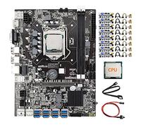 AMIUHOUN Carte mère B75 8 cartes minières + CPU + 8 cartes élévateurs VER010-X + commutateur + câble 8 USB3.0 LGA1155 DDR3 SATA3.0 BTC