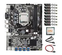 AMIUHOUN Carte mère B75 8 cartes minières + processeur + 8 cartes élévateurs VER12X + câble de commutation + câble 8 x USB 3.0 (PCIE) GPU LGA1155 DDR3 SATA3.0